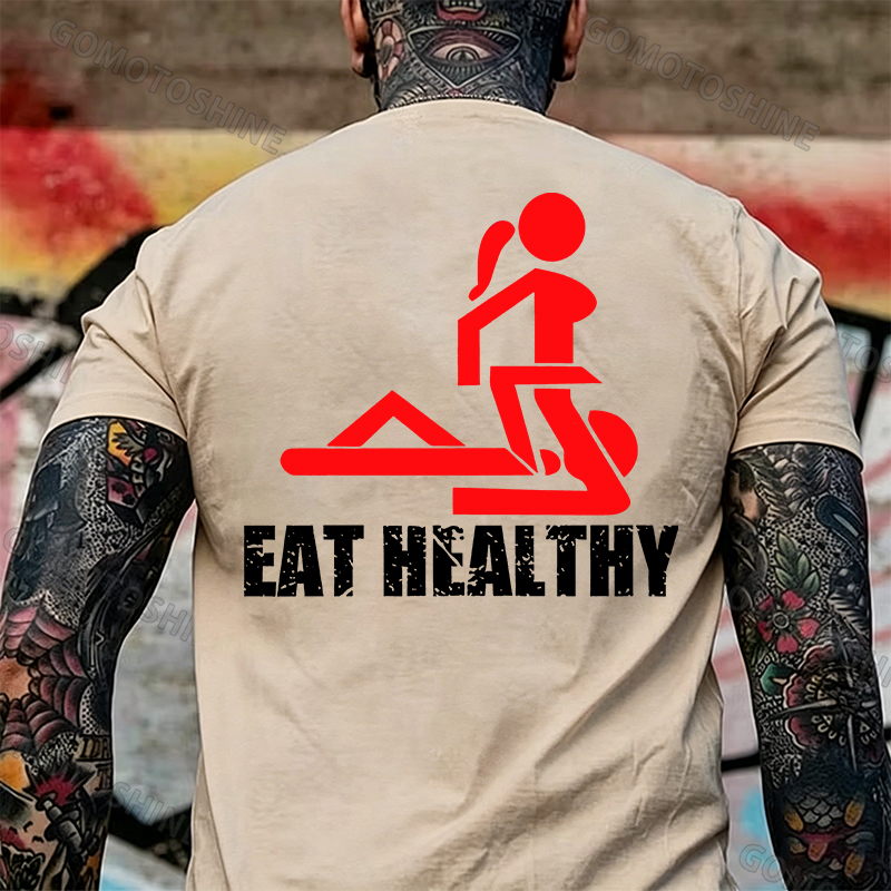EAT HEALTHY Print Men's T-shirt Image - 23