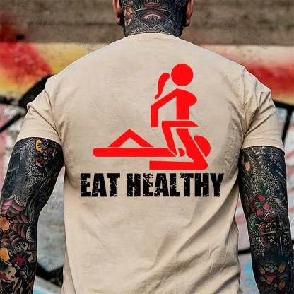 EAT HEALTHY Print Men's T-shirt Image - 23