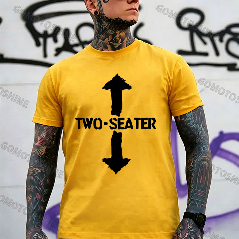 TWO-SEATER Double Arrow Simple Casual Graphic Black Print T-shirt Image - 11