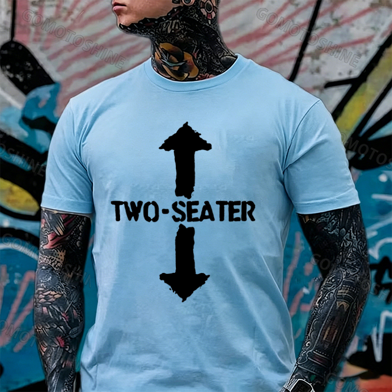 TWO-SEATER Double Arrow Simple Casual Graphic Black Print T-shirt Image - 12