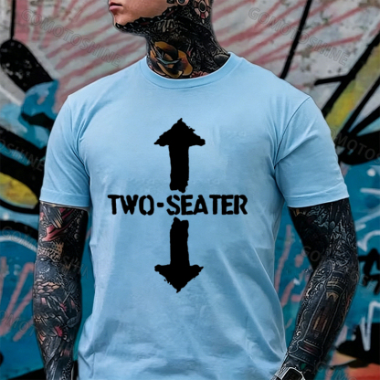 TWO-SEATER Double Arrow Simple Casual Graphic Black Print T-shirt Image - 12