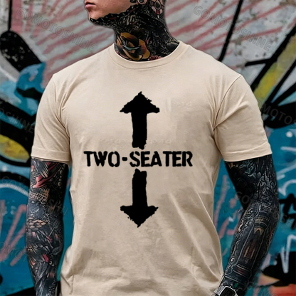 TWO-SEATER Double Arrow Simple Casual Graphic Black Print T-shirt Image - 13