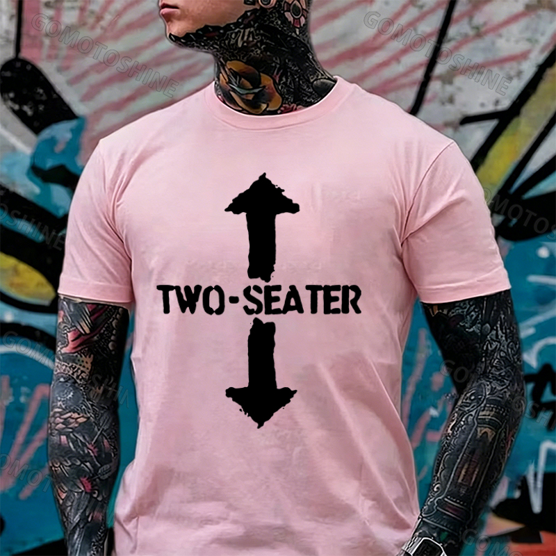 TWO-SEATER Double Arrow Simple Casual Graphic Black Print T-shirt Image - 15