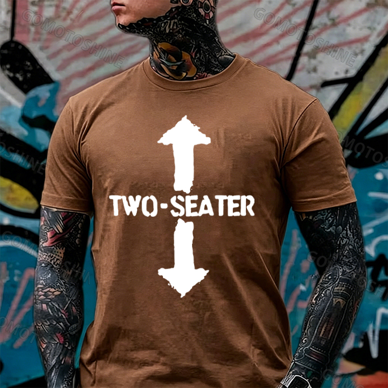 TWO-SEATER Double Arrow Simple Casual Graphic Black Print T-shirt Image - 16