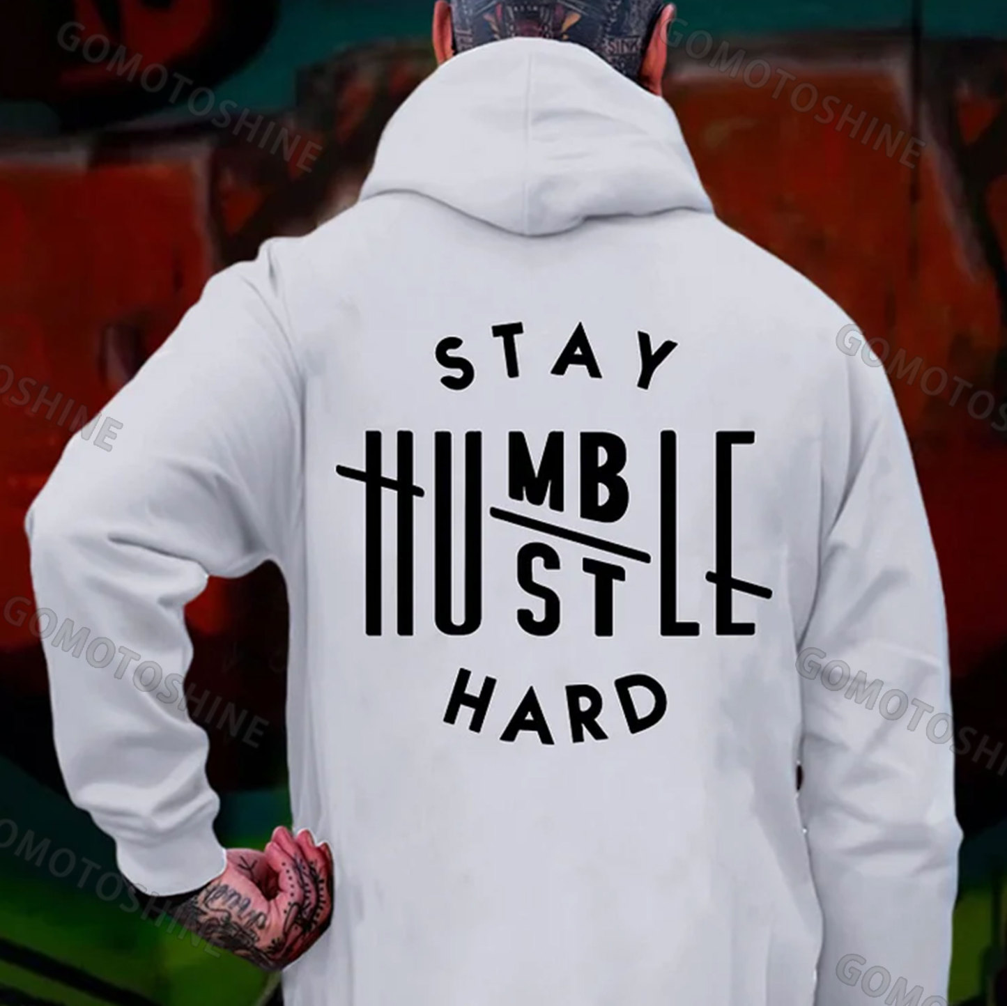 STAY HUMBLE HUSTLE HARD Print Men's Hoodie Image - 2