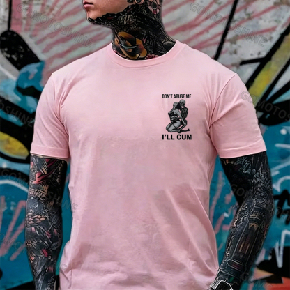 DON'T ABUSE ME I'LL CUM Sensual Dark Humor Erotic Graphic Skeleton Hugging Sexy Girl Print Men's T-shirt Image - 17