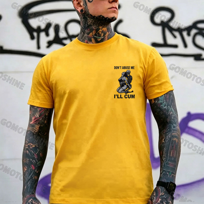DON'T ABUSE ME I'LL CUM Sensual Dark Humor Erotic Graphic Skeleton Hugging Sexy Girl Print Men's T-shirt Image - 21