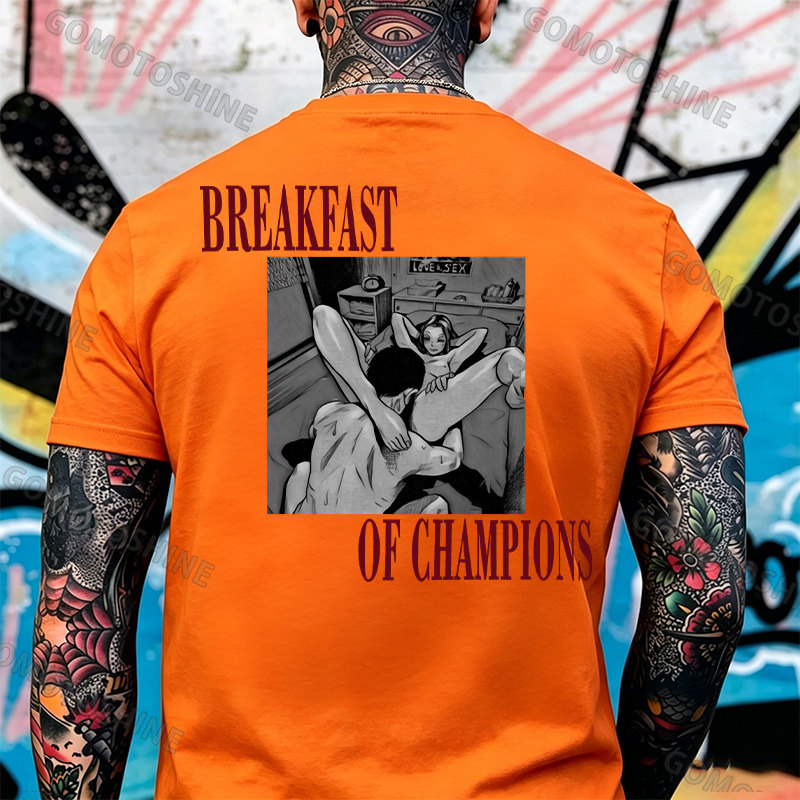 BREAKFAST OF CHAMPIONS Man Suck Girl Print Men's T-shirt Image - 7