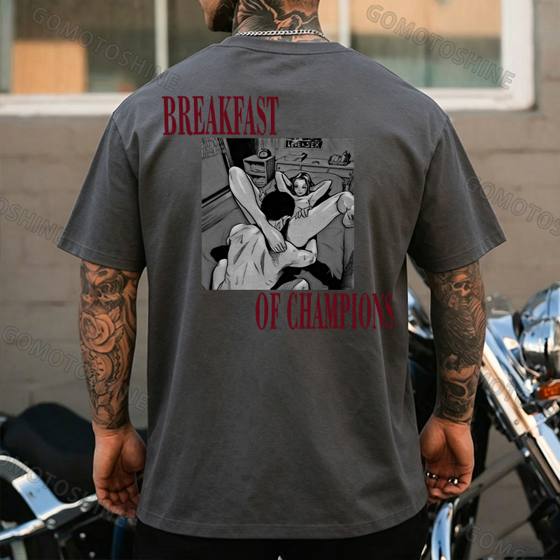 BREAKFAST OF CHAMPIONS Man Suck Girl Print Men's T-shirt Image - 8