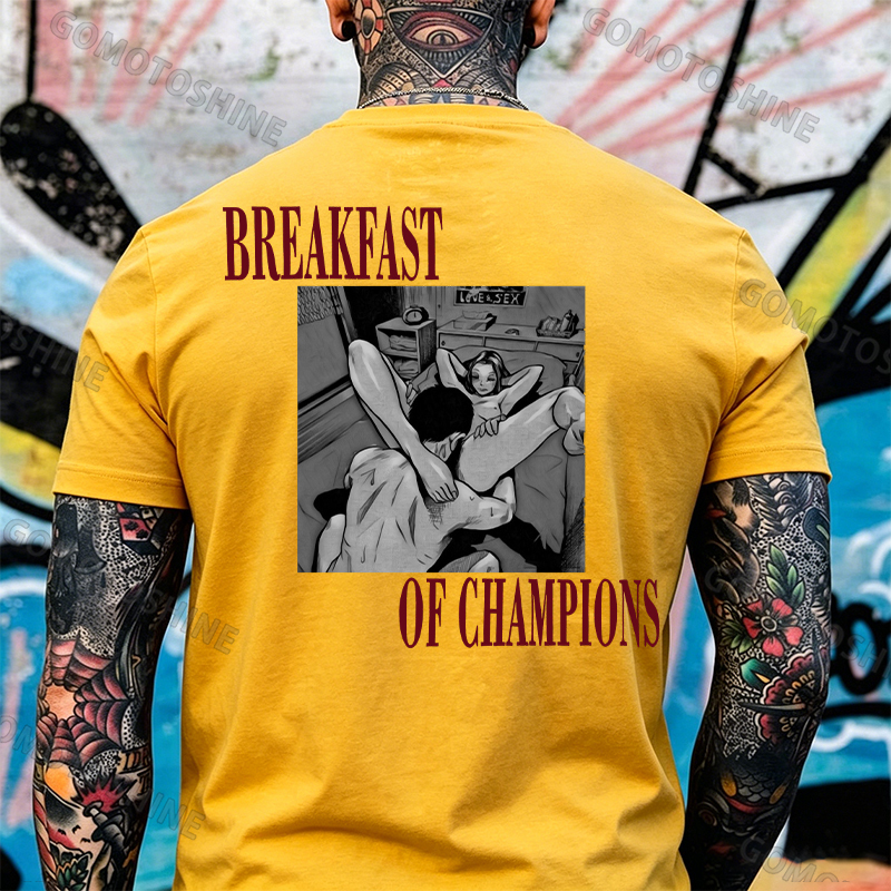BREAKFAST OF CHAMPIONS Man Suck Girl Print Men's T-shirt Image - 9