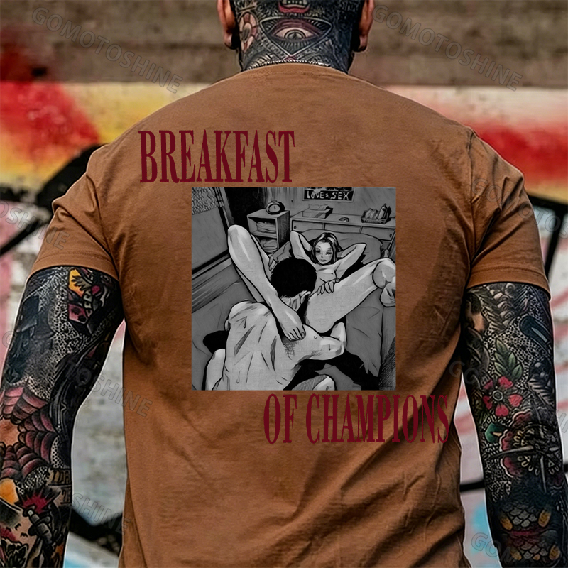 BREAKFAST OF CHAMPIONS Man Suck Girl Print Men's T-shirt Image - 12