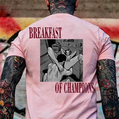 BREAKFAST OF CHAMPIONS Man Suck Girl Print Men's T-shirt Image - 11