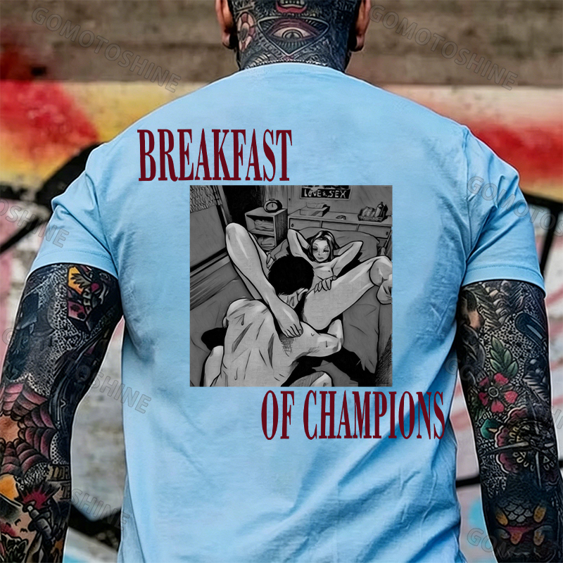 BREAKFAST OF CHAMPIONS Man Suck Girl Print Men's T-shirt Image - 10