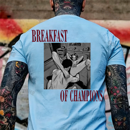 BREAKFAST OF CHAMPIONS Man Suck Girl Print Men's T-shirt Image - 10