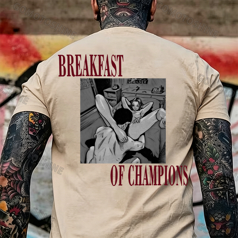 BREAKFAST OF CHAMPIONS Man Suck Girl Print Men's T-shirt Image - 13