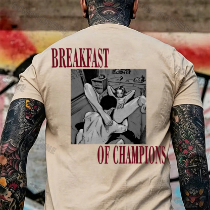 BREAKFAST OF CHAMPIONS Man Suck Girl Print Men's T-shirt Image - 13