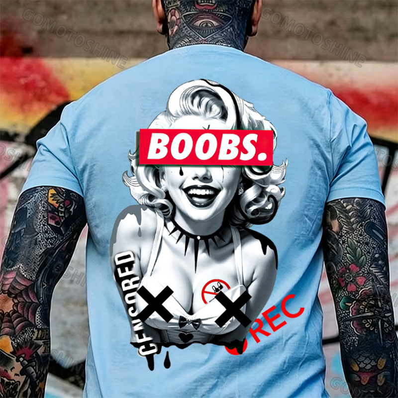 BOOBS CENSORED REC Sexy Blonde Lady Print Men's T-shirt Image - 7