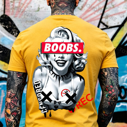 BOOBS CENSORED REC Sexy Blonde Lady Print Men's T-shirt Image - 9