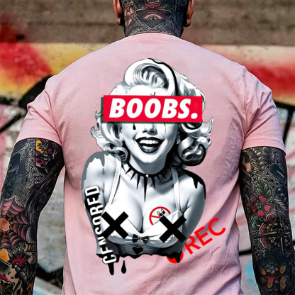 BOOBS CENSORED REC Sexy Blonde Lady Print Men's T-shirt Image - 11