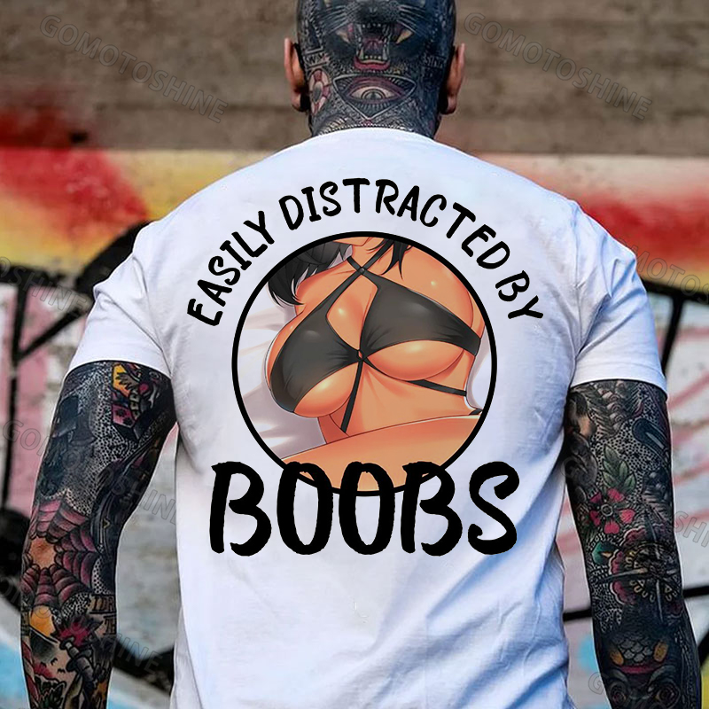 EASILY DISTRACTED BY BOOBS Anime Sexy Body Print Men's T-shirt