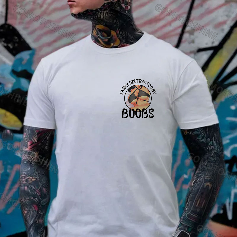 EASILY DISTRACTED BY BOOBS Anime Sexy Body Print Men's T-shirt Image - 2