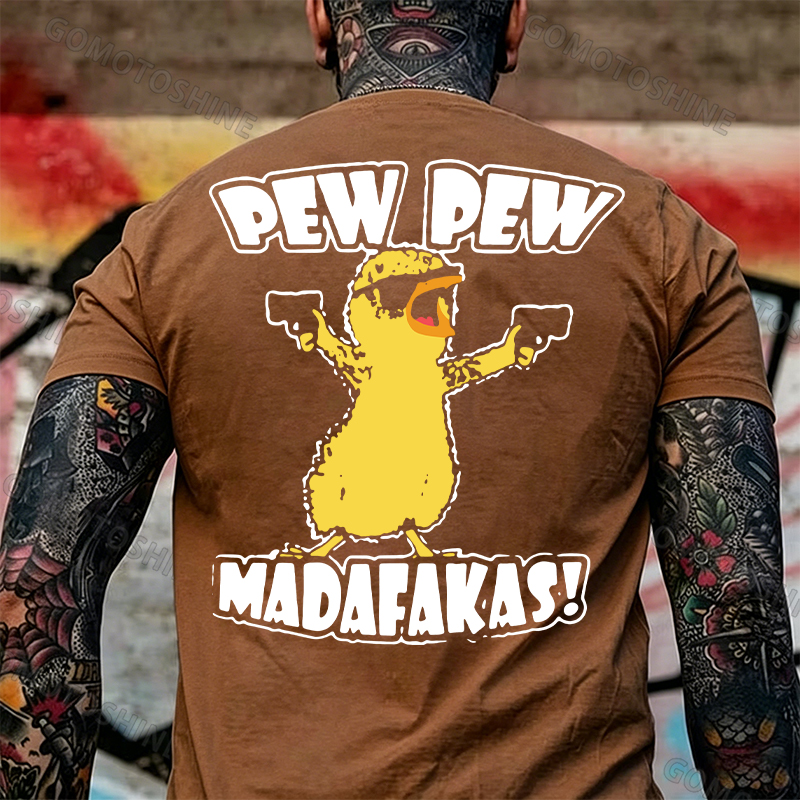 Yellow Duck Carries Pistol Letter Graphic Black Print T-shirt Image - 17