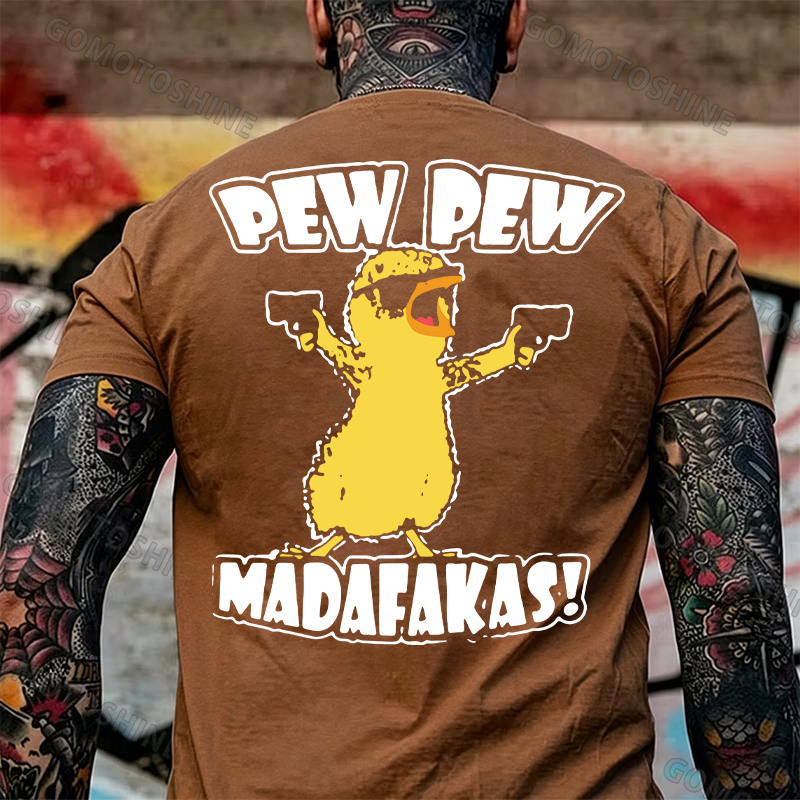 Yellow Duck Carries Pistol Letter Graphic Black Print T-shirt Image - 17