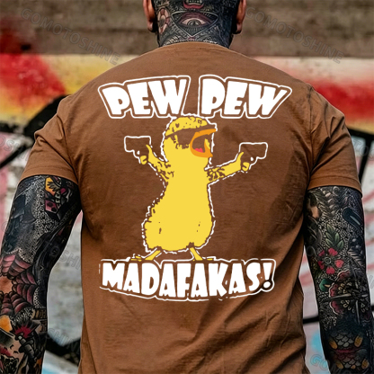 Yellow Duck Carries Pistol Letter Graphic Black Print T-shirt Image - 17