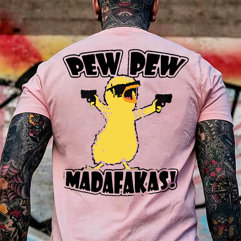 Yellow Duck Carries Pistol Letter Graphic Black Print T-shirt Image - 18