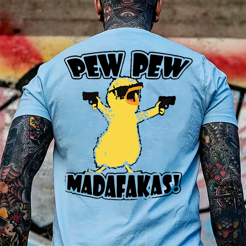 Yellow Duck Carries Pistol Letter Graphic Black Print T-shirt Image - 19