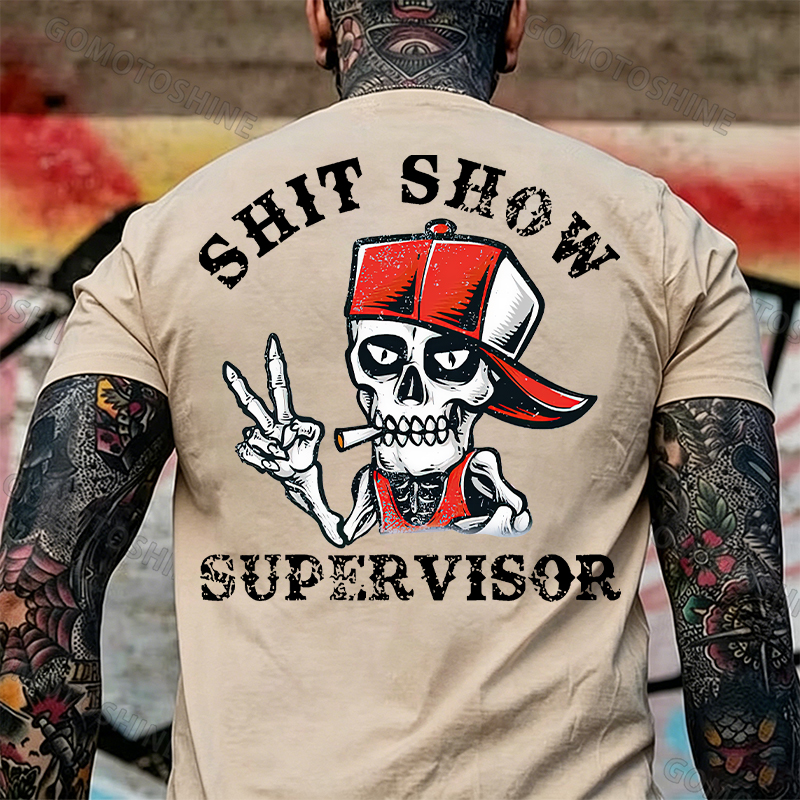 SHIT SHOW SUPERVISOR Skull Print T-Shirt Image - 15