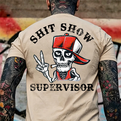 SHIT SHOW SUPERVISOR Skull Print T-Shirt Image - 15