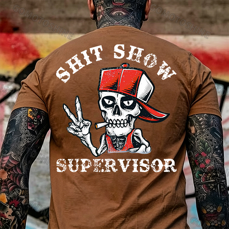 SHIT SHOW SUPERVISOR Skull Print T-Shirt Image - 16