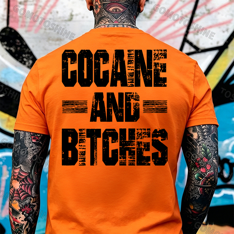COCAINE AND BITCHES Print Men's T-shirt Image - 3