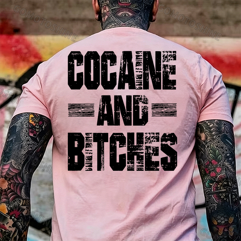 COCAINE AND BITCHES Print Men's T-shirt Image - 2