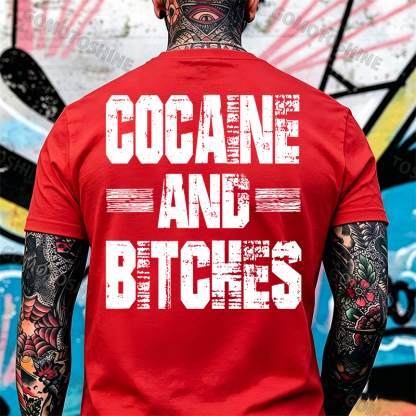 COCAINE AND BITCHES Print Men's T-shirt Image - 5