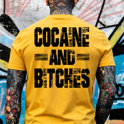 COCAINE AND BITCHES Print Men's T-shirt Image - 4