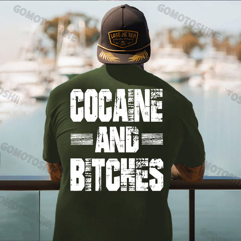 COCAINE AND BITCHES Print Men's T-shirt Image - 7