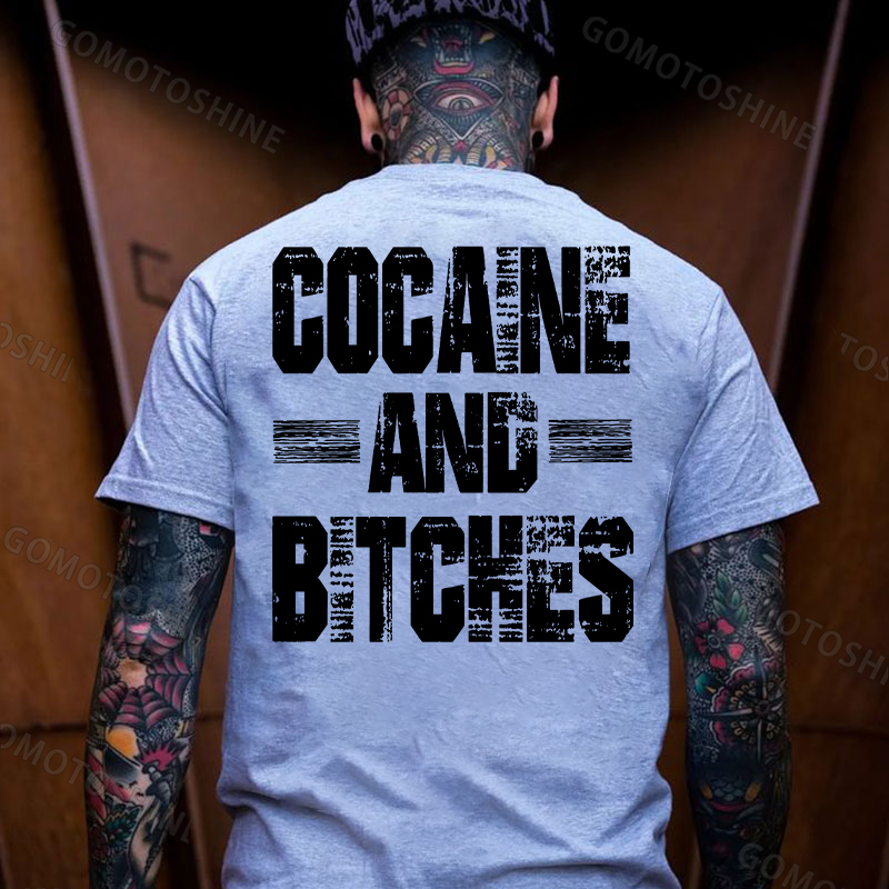COCAINE AND BITCHES Print Men's T-shirt Image - 6