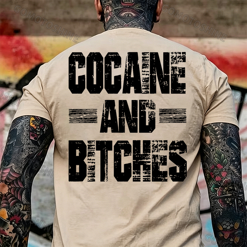 COCAINE AND BITCHES Print Men's T-shirt Image - 10