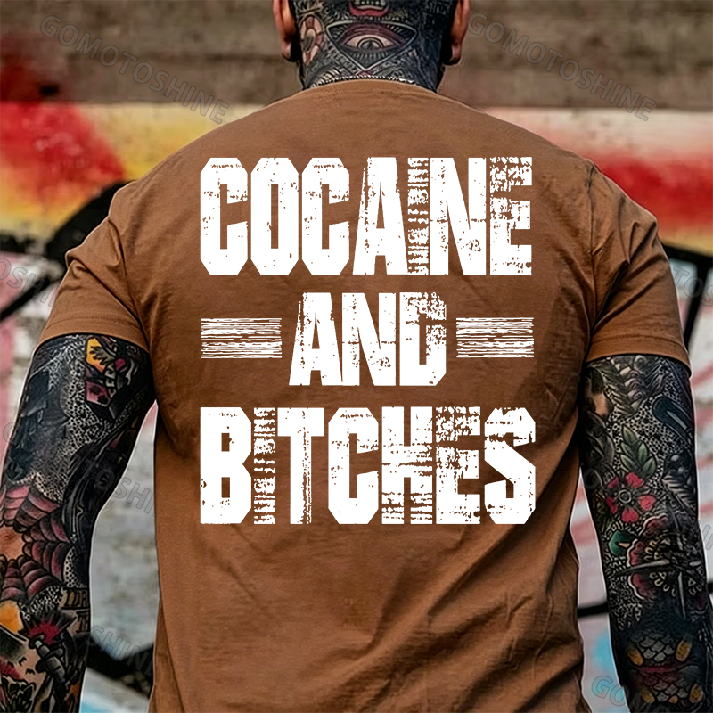 COCAINE AND BITCHES Print Men's T-shirt Image - 12