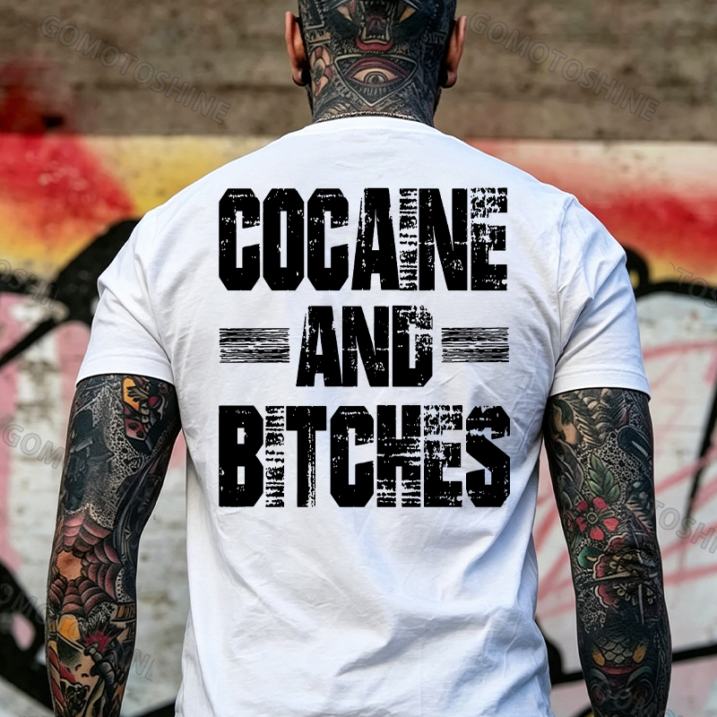 COCAINE AND BITCHES Print Men's T-shirt Image - 13