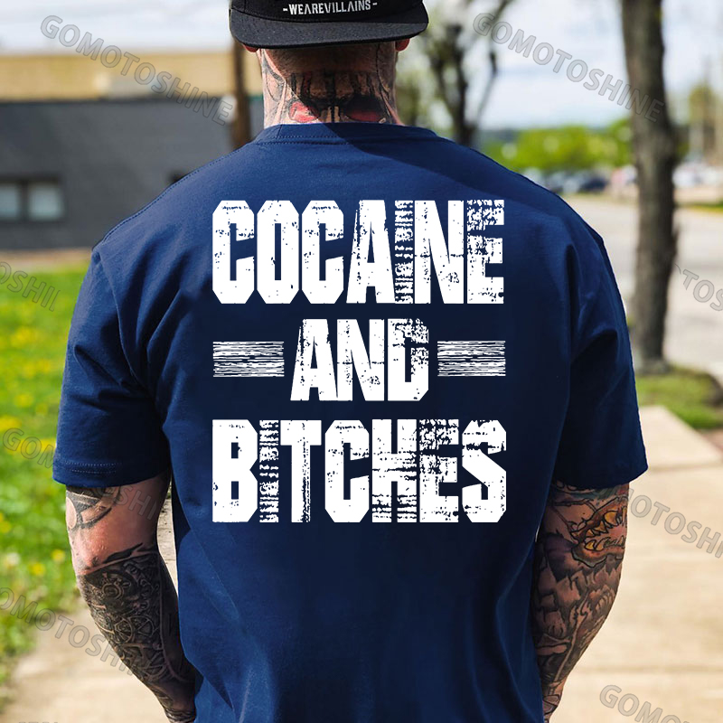 COCAINE AND BITCHES Print Men's T-shirt Image - 11
