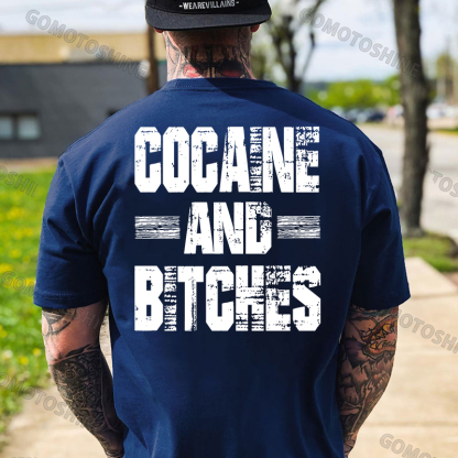 COCAINE AND BITCHES Print Men's T-shirt Image - 11