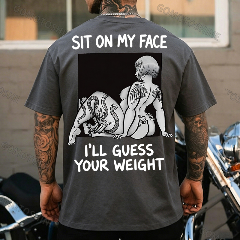 SIT ON MY FACE I'LL GUESS YOUR WEIGHT Tattoo Nude Woman & Skull Print Men's T-shirt Image - 21