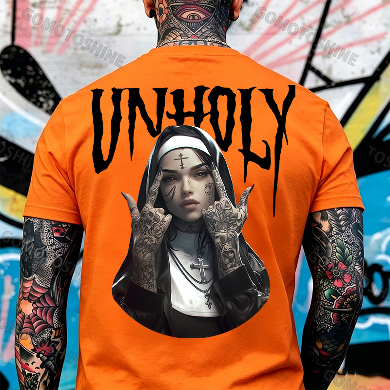 UNHOLY Defiant Nun Print Men's T-Shirt Image - 16