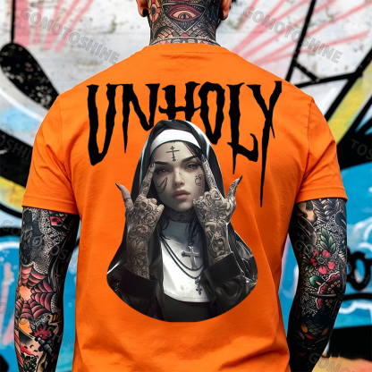 UNHOLY Defiant Nun Print Men's T-Shirt Image - 16