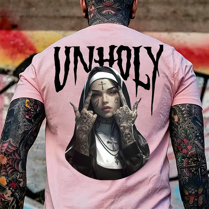 UNHOLY Defiant Nun Print Men's T-Shirt Image - 18