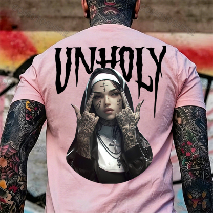 UNHOLY Defiant Nun Print Men's T-Shirt Image - 18