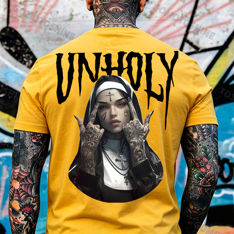 UNHOLY Defiant Nun Print Men's T-Shirt Image - 20